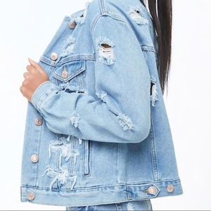 Distressed denim jacket
